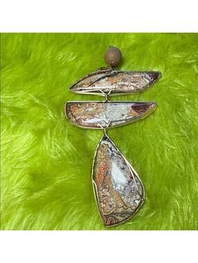 Handmade Crazy Lace Agate Wire-Wrapped Pendant – Statement Piece